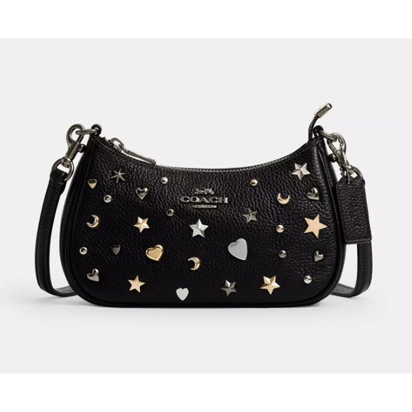Coach Handbags - Coach Teri Mini Crossbody Bag With Rivets CCE44 pebbled leather/Gunmetal/Black